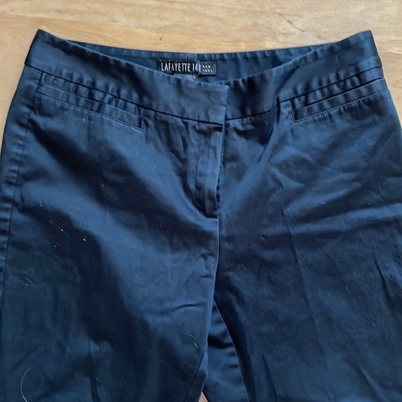 Lafayette 148 New York Cotton Navy Blue Cropped Trousers size 4 - Picture 4 of 5